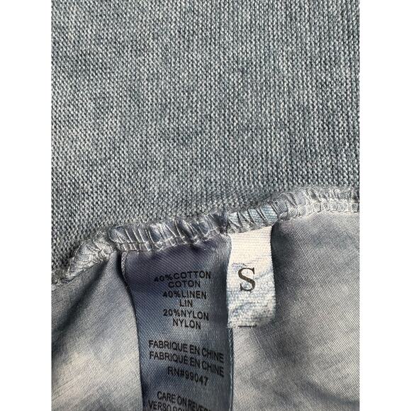 Fleur De Lis Blue Gray Ombre Cowl Neck Tunic Sweater Sz S Linen Blend Tulip Hem - Picture 7 of 9